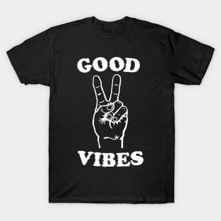 Good vibes white peace sign T-Shirt